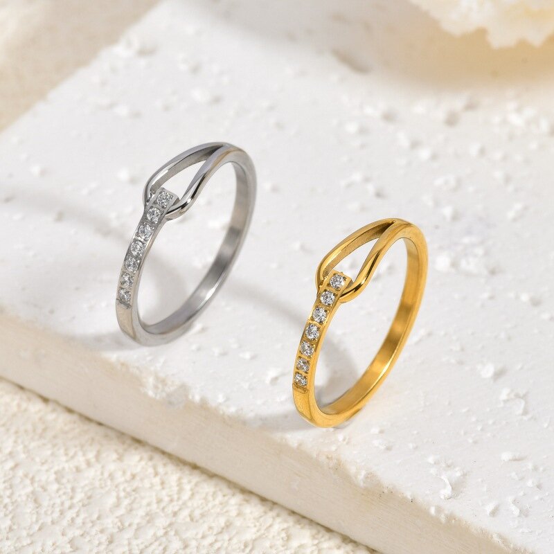 Wedding Ring Factory - Waterproof 18K Gold 316L Stainless Steel Zircon Matching