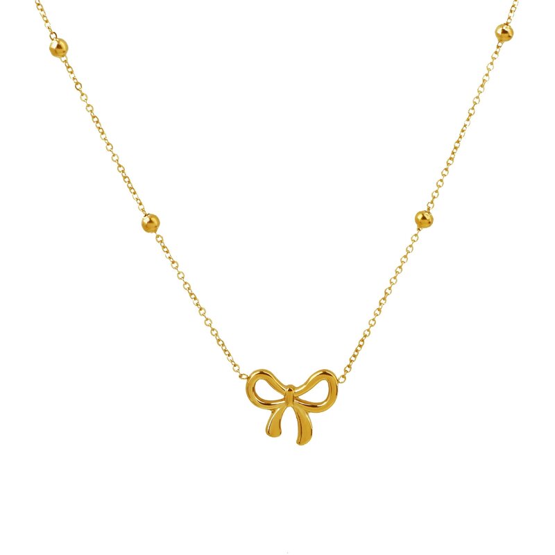 Jewelry Set Factory - 18K Gold Plated Bowknot Pendant Link Chain Necklace Set