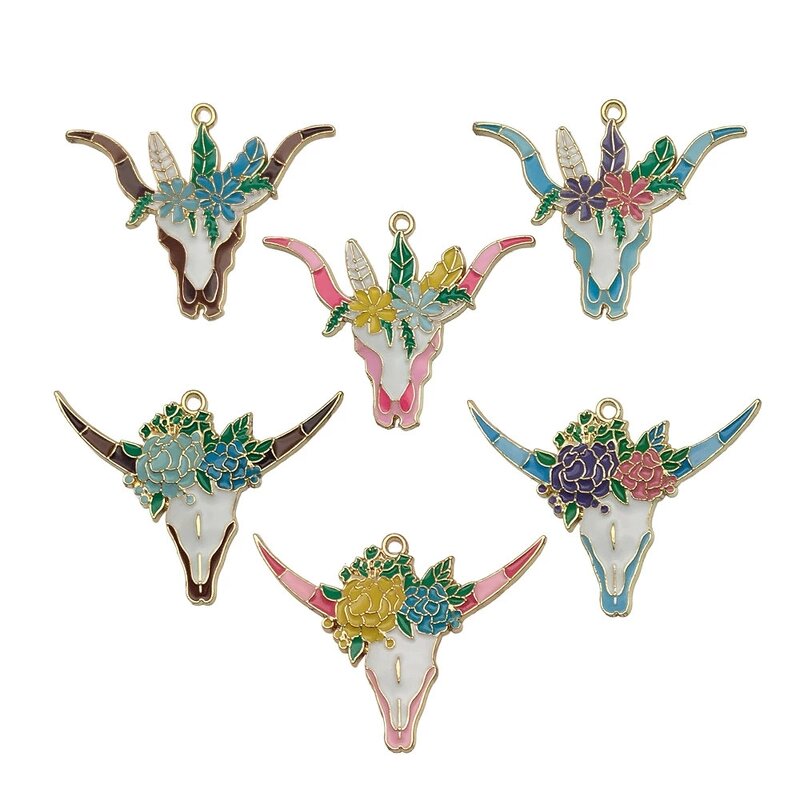 Cowboy Cowgirl Charm Factory - DIY Enamel Western Cow Head Earrings Necklace