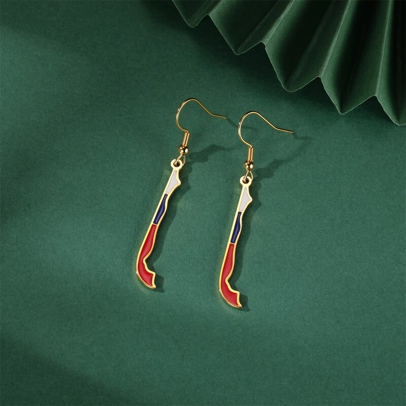 Country Flag Earrings Factory - Waterproof Stainless Steel Enamel Chile Flag