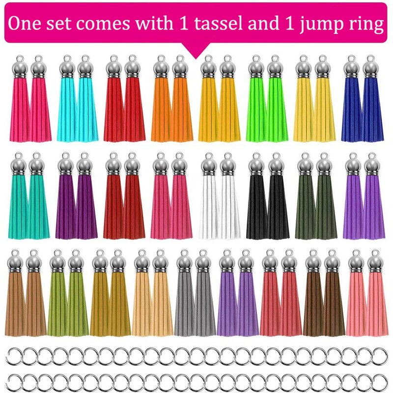 Suede Tassel Pendant Factory - DIY 55mm Suede Leather Tassel with Jump Rings