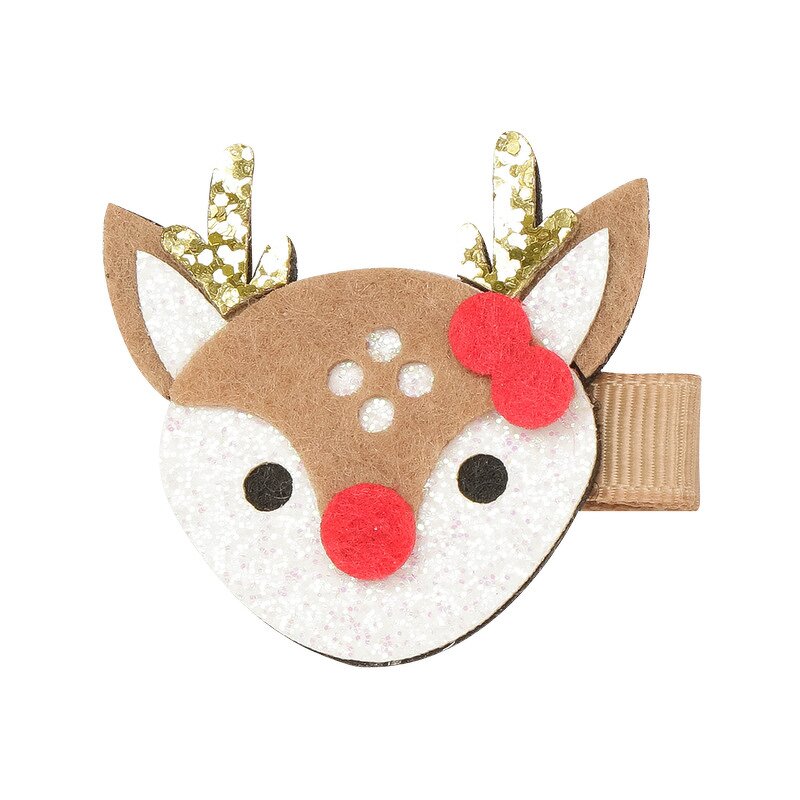 Hair Clip Set Factory - Christmas Gifts Baby Reindeer Hair Accessories Leather Clip