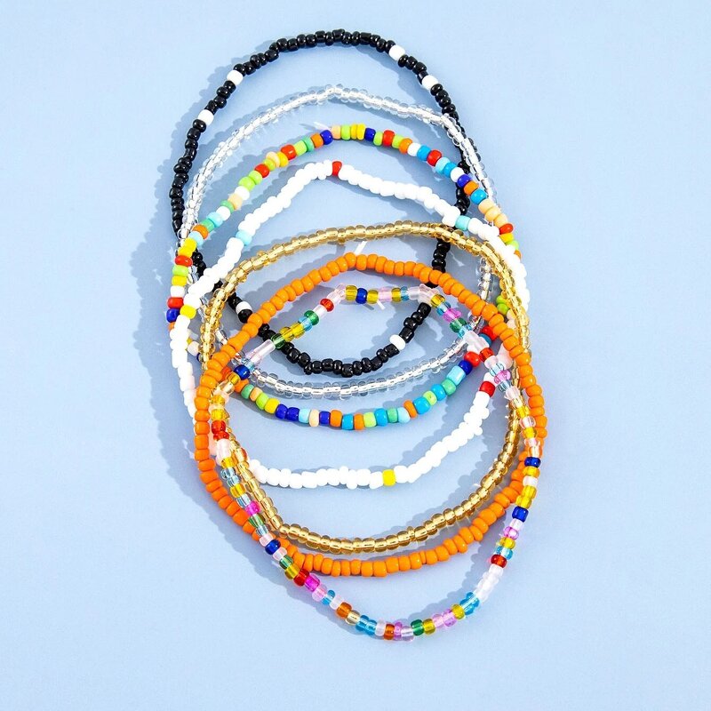 Beaded Anklet Set Factory - 7PCS Bohemian Summer Beach Colorful Beaded Anklets