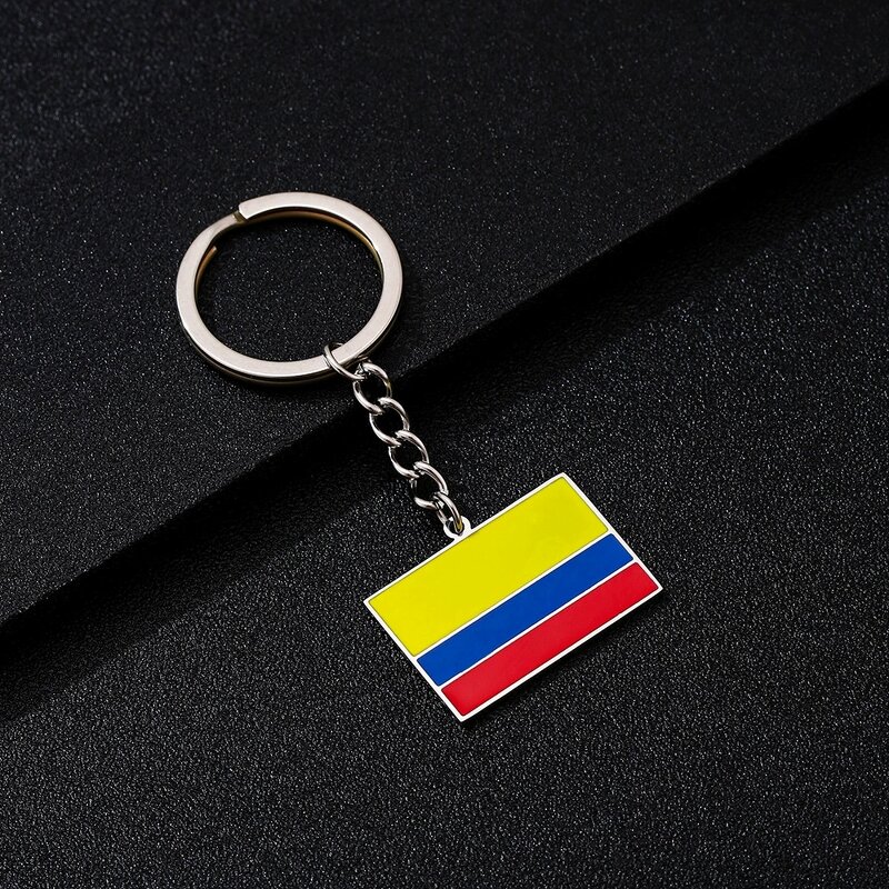 Country Flag Keychain Factory - 18K Gold Plated Colombia Flag Enamel Keyring