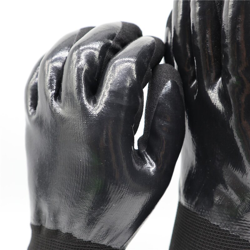 Winter Working Gloves Factory - Warm Acrylic Terry Inner Liner Nitrile Double Full Coated Gloves