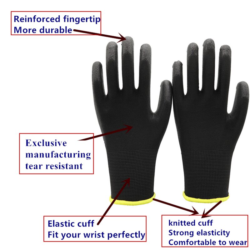 Hand Protection Gloves Manufacturer - Premium Custom Black PU Coated Work Gloves