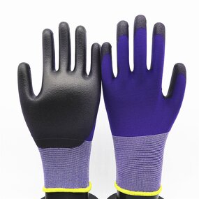 PU Coated Gloves Factory - 18G Industrial Knitted Polyurethane Dipped Nylon Gloves