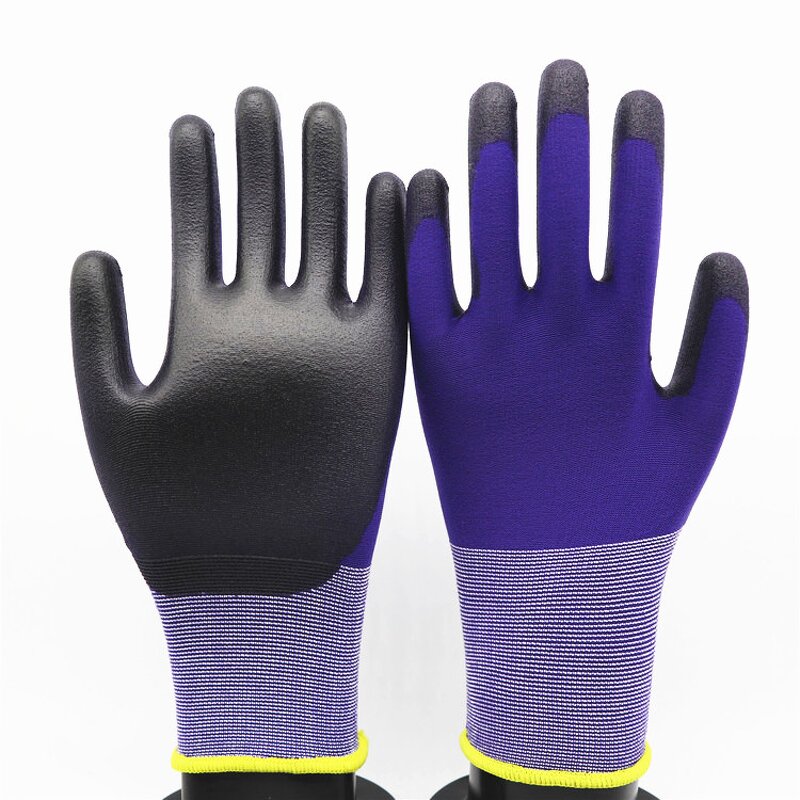 PU Coated Gloves Factory - 18G Industrial Knitted Polyurethane Dipped Nylon Gloves