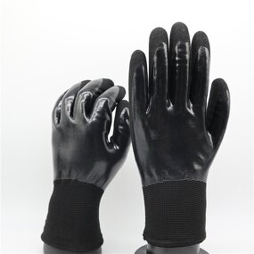 Winter Working Gloves Factory - Warm Acrylic Terry Inner Liner Nitrile Double Full Coated Gloves
