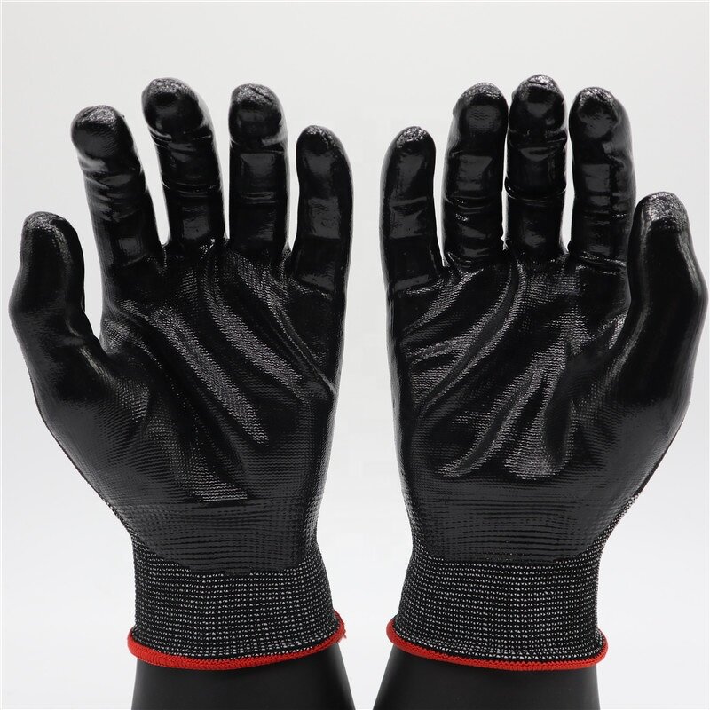Nitrile Work Gloves Factory - EN388 Heavy Duty Coated Construction Black Nitrile Gloves