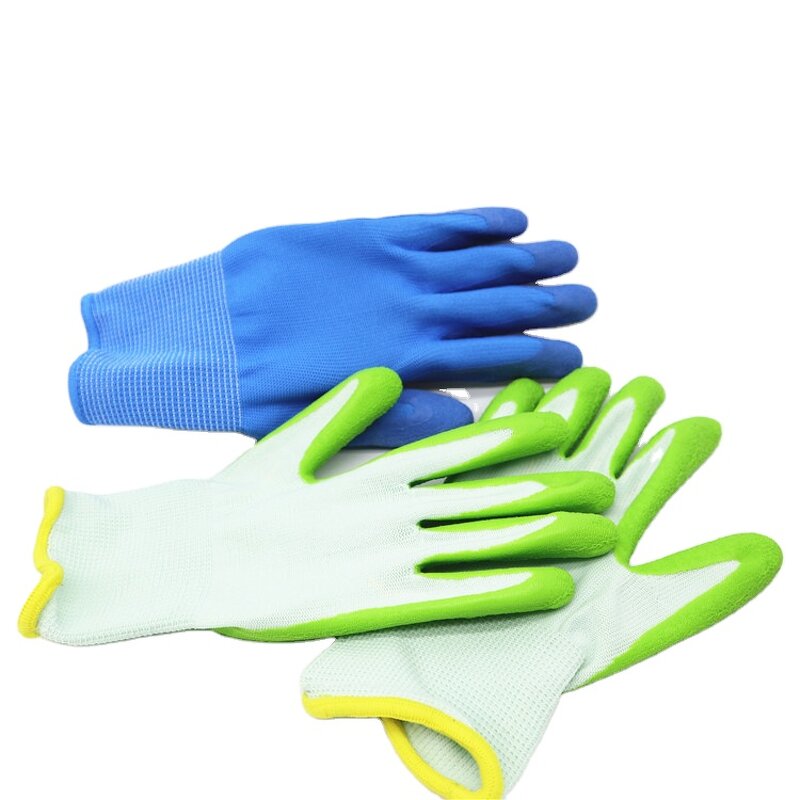 Kids Garden Gloves Manufacturer - Premium Polyester Nylon Knitted Shell Foam Latex Gloves