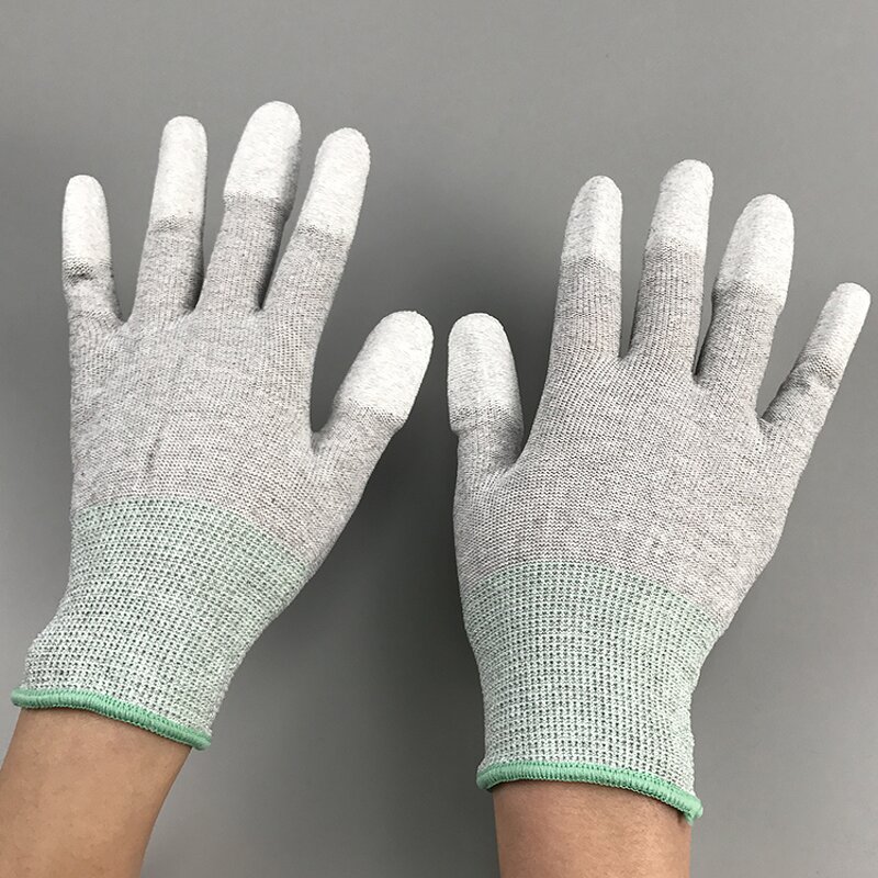 ESD Safety Gloves Manufacturer - PU Fingertips Coated Anti Static Carbon Fiber Gloves