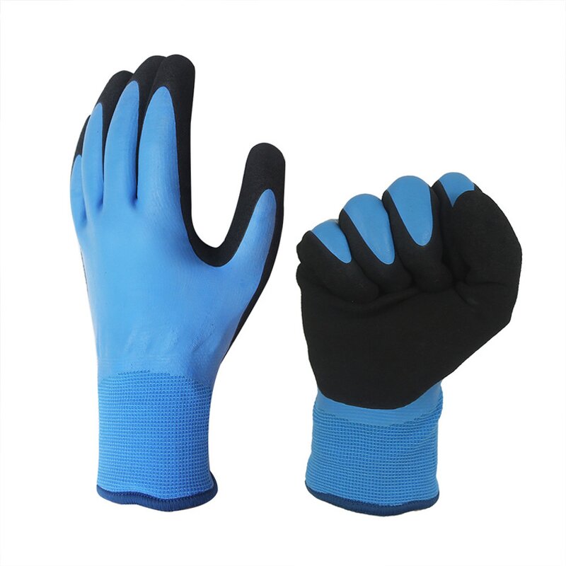 Winter Maintenance Gloves Manufacturer - Acrylic Terry Loop Double Liner Nitrile Latex Full Coated Gloves
