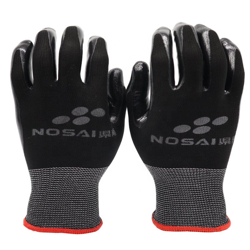 Nitrile Work Gloves Factory - EN388 Heavy Duty Coated Construction Black Nitrile Gloves