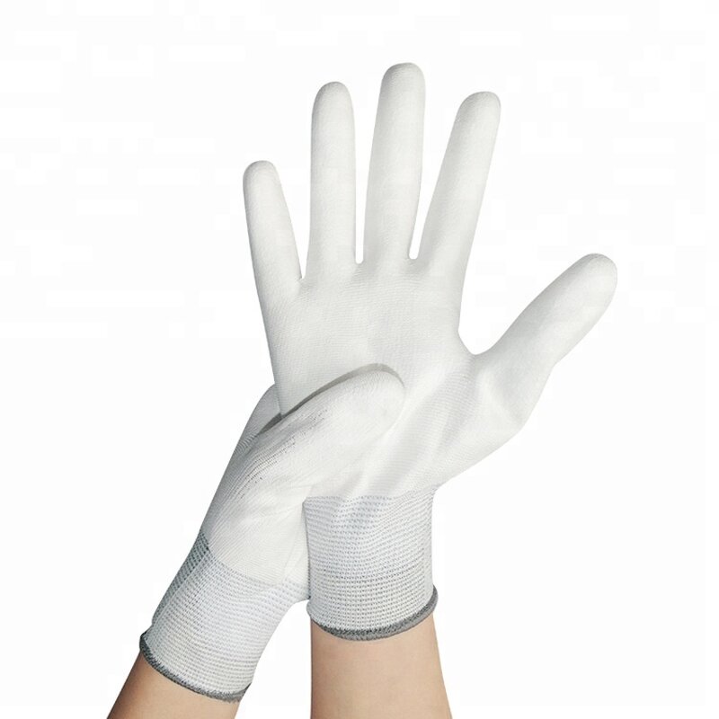 PU Gloves Factory - Free Sample White Polyester Nylon Knitted Cheap Safety Gloves