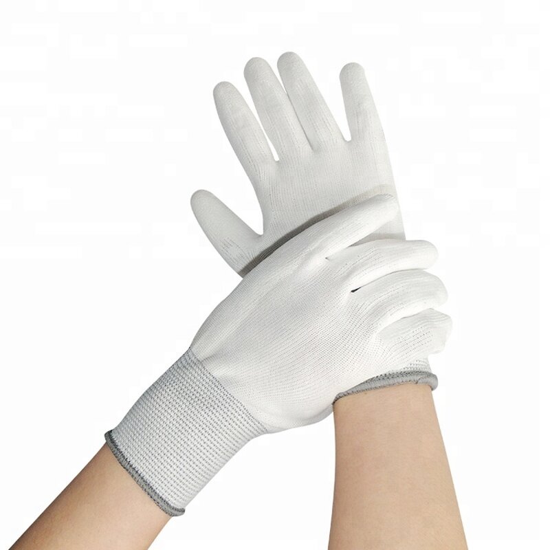 PU Gloves Factory - Free Sample White Polyester Nylon Knitted Cheap Safety Gloves
