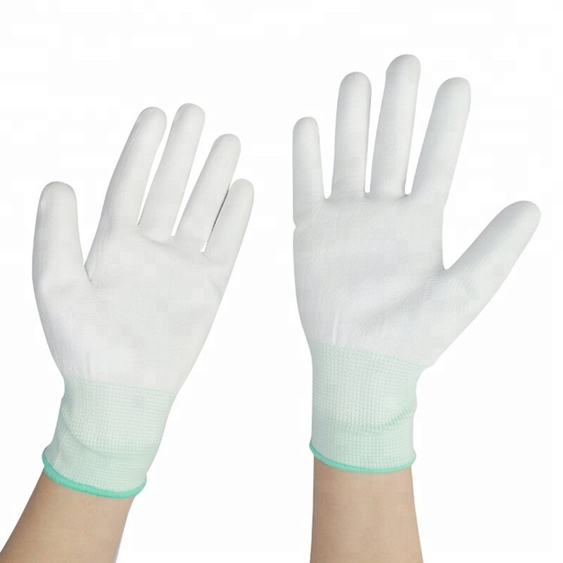 PU Gloves Factory - Free Sample White Polyester Nylon Knitted Cheap Safety Gloves