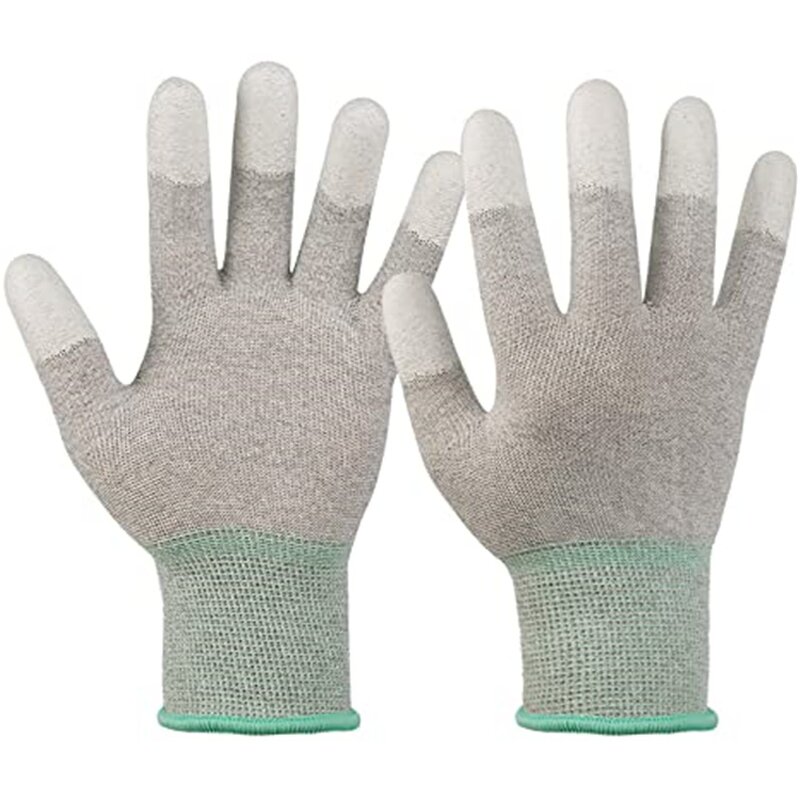 ESD Work Gloves Factory - Wholesale PU Finger Coated Carbon Fiber Fit Gloves