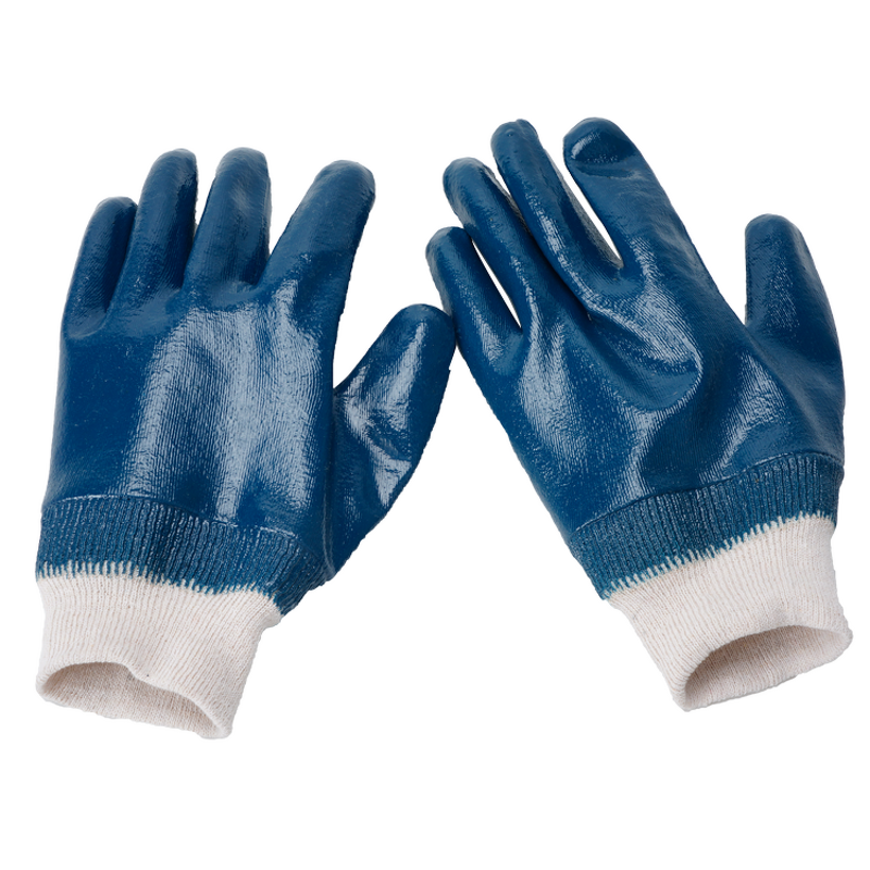 Nitrile Work Gloves Manufacturer - Fully Coated Safety Cuff Gloves With Jersey Liner