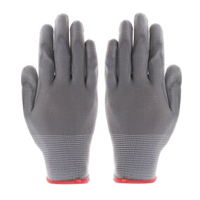 PU Coated Work Gloves Factory - 13 Gauge Grey White Palm Coated Safety Gloves