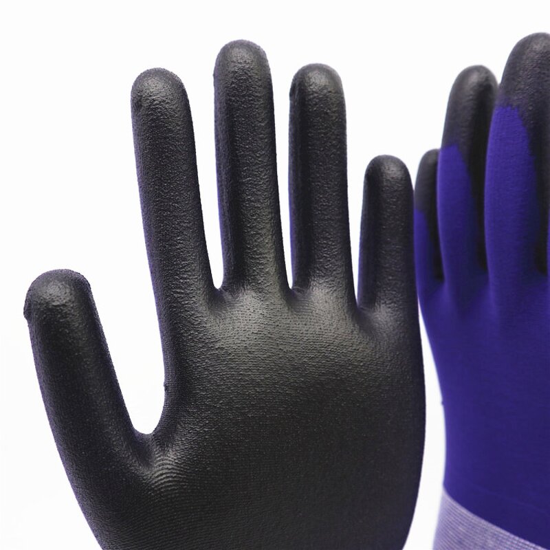 PU Coated Gloves Factory - 18G Industrial Knitted Polyurethane Dipped Nylon Gloves