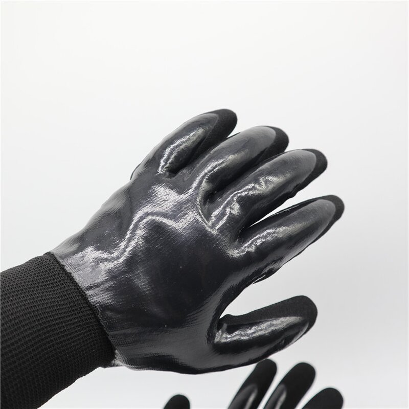 Winter Working Gloves Factory - Warm Acrylic Terry Inner Liner Nitrile Double Full Coated Gloves