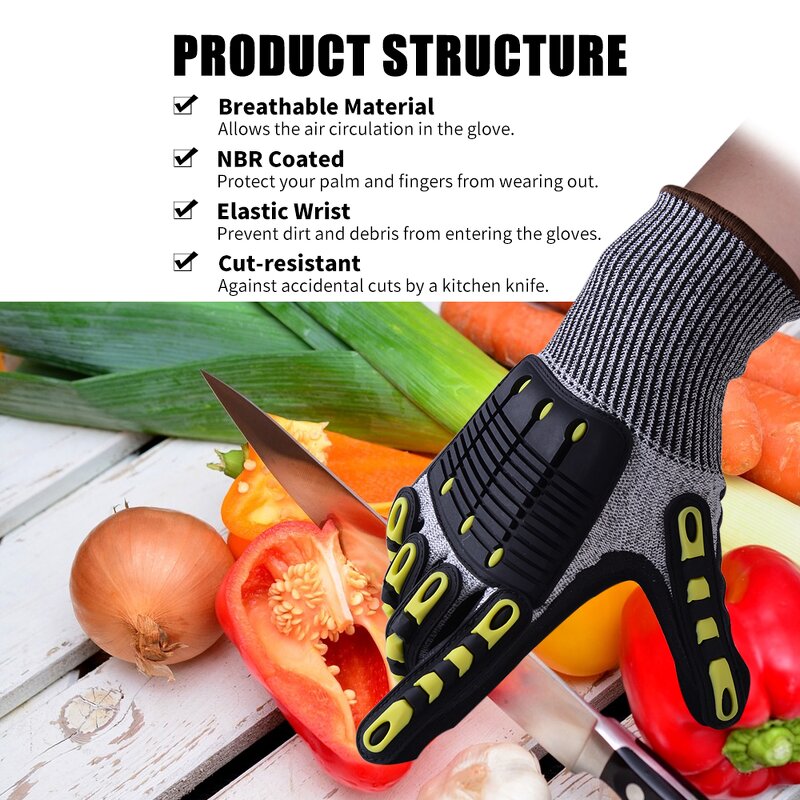 Shock Proof Gloves Manufacturer - OEM Sandy Nitrile Coated TPR Anti-Impact Safety Gloves