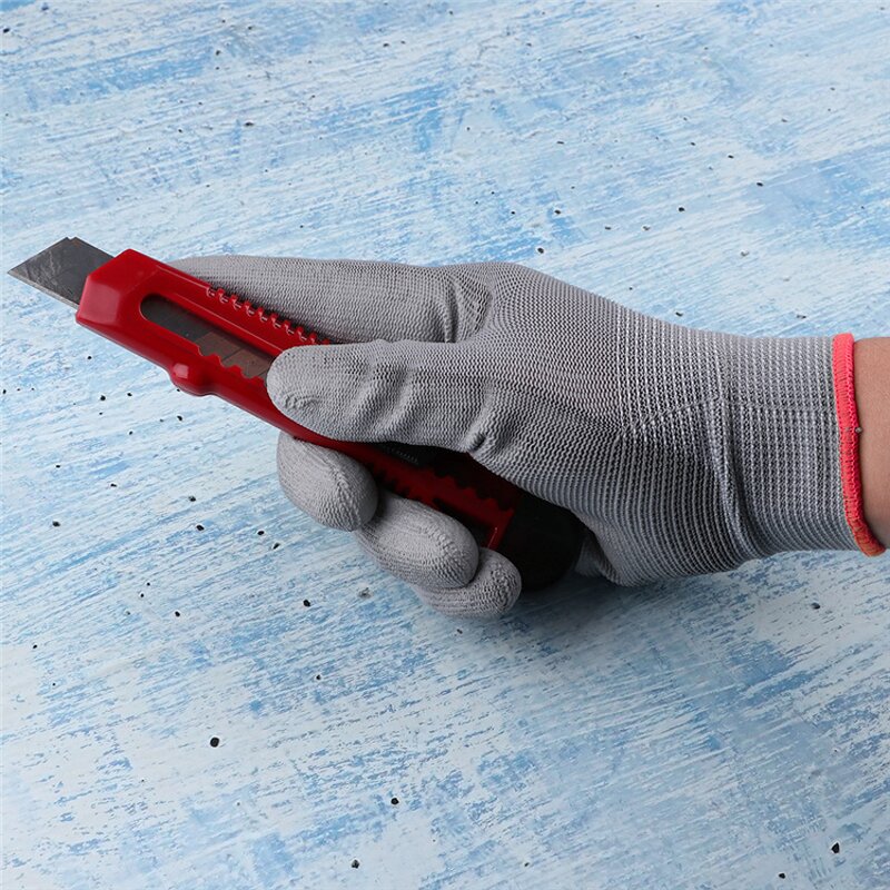 PU Coated Work Gloves Factory - 13 Gauge Grey White Palm Coated Safety Gloves