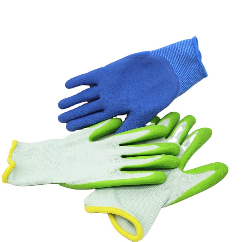 Kids Garden Gloves Manufacturer - Premium Polyester Nylon Knitted Shell Foam Latex Gloves