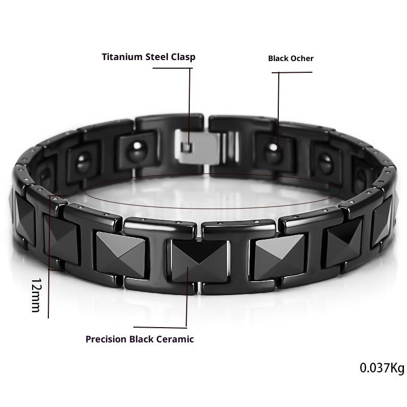Tungsten Steel Bracelet Manufacturer - Certified Trendy Magnet Chain Link Geometric Tank Natural Stone