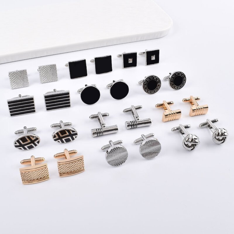 Men's Cufflinks Factory - Cross-border High-quality Luxury Fashion Gold Silver Gray Square Shirt