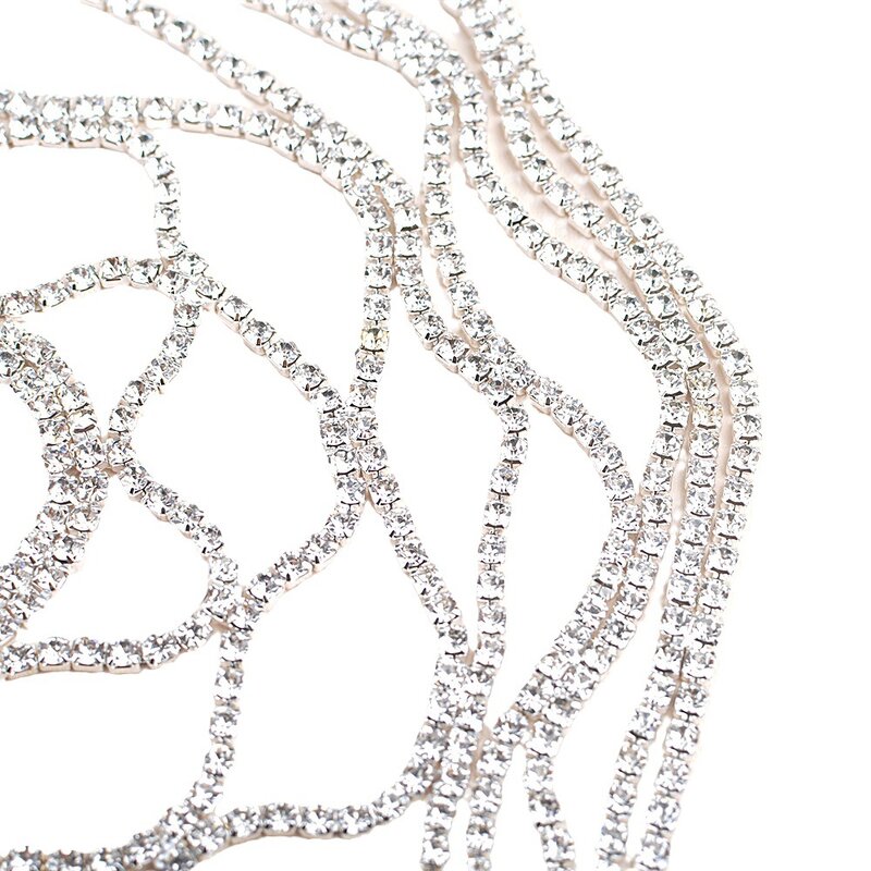 Crystal Flower Hair Comb Manufacturer - Hot Sale Trendy Handmade Gold Metal Ornament Flexible Chain