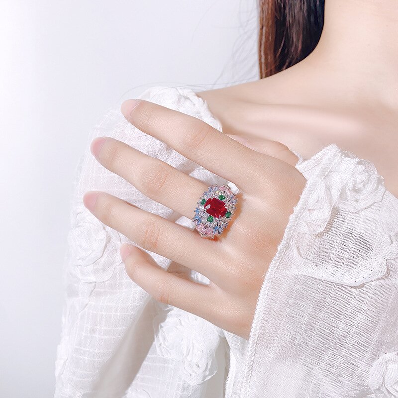 Ring Accessories Manufacturer - Colorful Gemstone Models High-End Versatile Light Luxury Women's