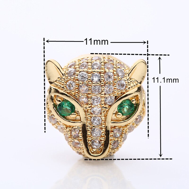Round Beads Factory - Cross-Border Hot Selling Copper Micro Inlaid Zircon Leopard Head DIY 18k