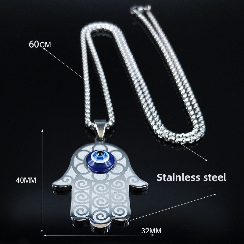 Fatima Hand Pendant Factory - Cross-Border New Retro European American Silver Stainless Steel