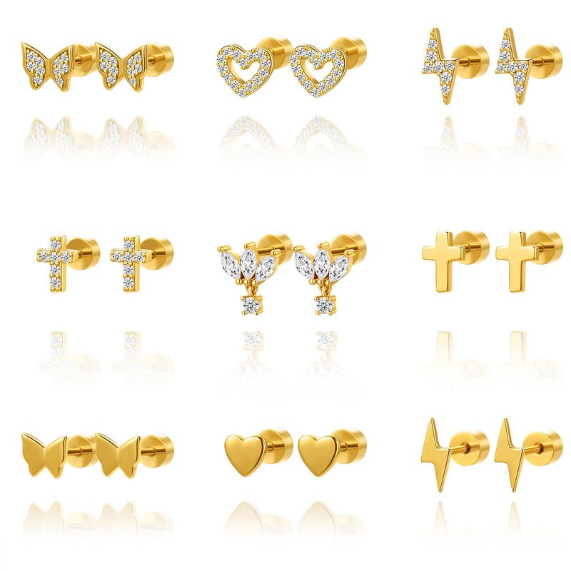 Hoop Earrings Factory - Fashion Trendy Geometric Non-embroidered Welding Beaded Gold-color Plating