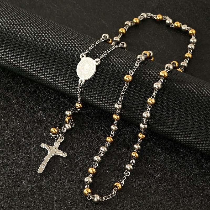 Cross Necklace Manufacturer - Golden Stainless Steel Bead Unisex Wedding Chain