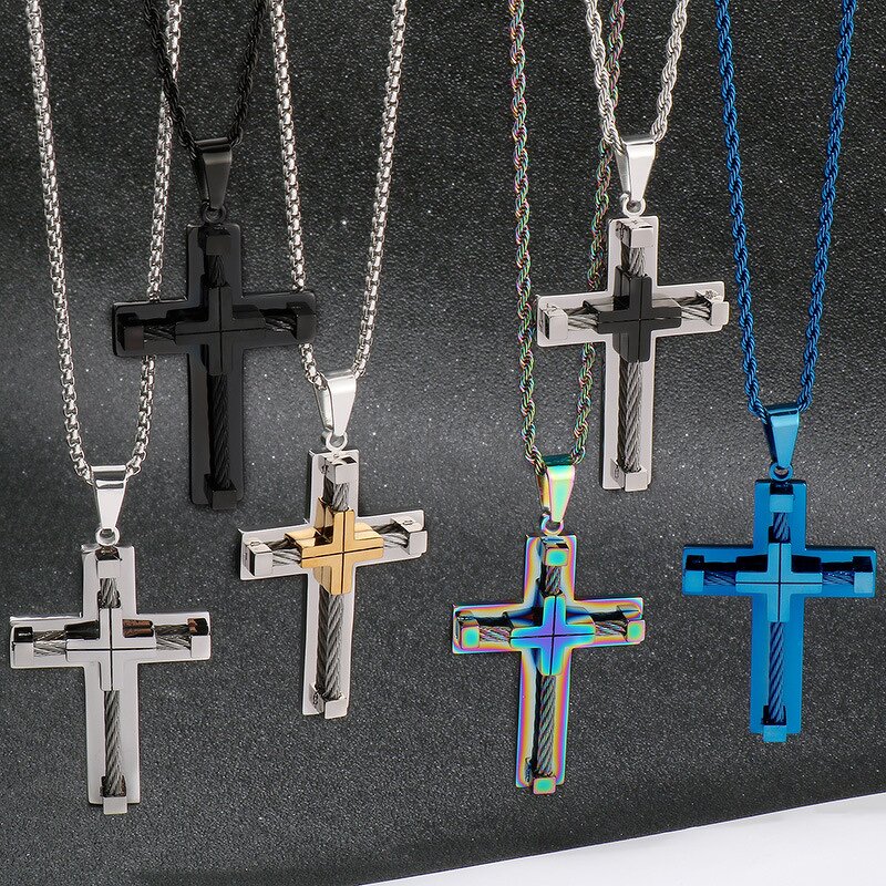 Cross Pendant Jewelry Manufacturer - Stainless Steel Diamond Box Chain Unisex Casual Trendy
