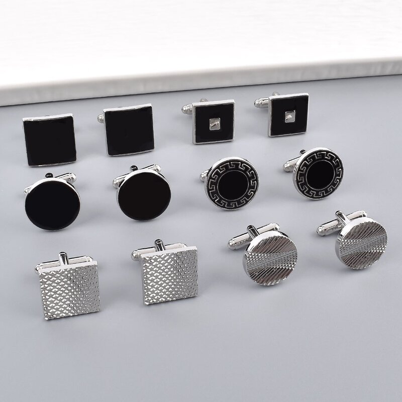 French Cufflink Manufacturer - New Model Austrian Crystal Diamond Inlay Simple Hollow Braid Design