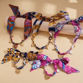 Sun Heart Necklace Factory - Stainless Steel Fabric Print Hollow Ethnic Style Autumn Winter Niche