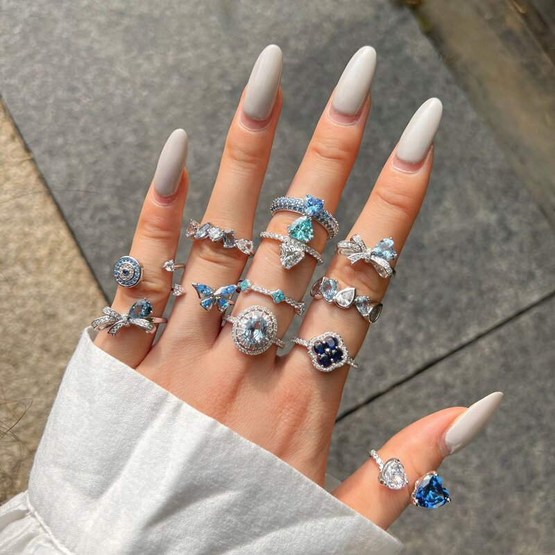 Vintage Ring Manufacturer - Advanced Feeling S925 Silver Heart-Shape Geometric Emerald Cat's Eye