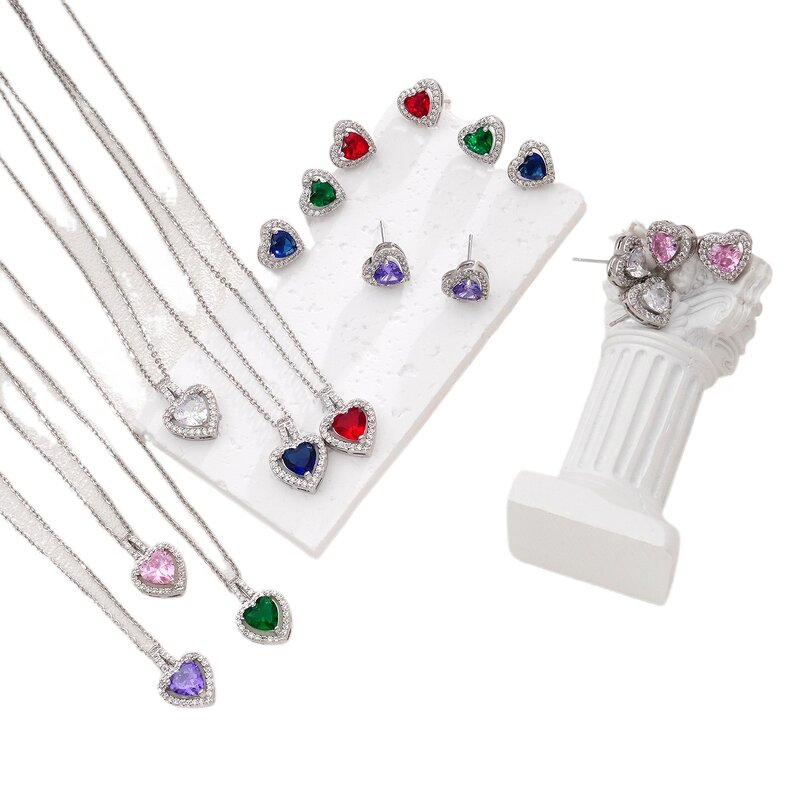 Jewelry Set Manufacturer - Brilliant Full Diamond Zircon Water Drop Necklace Earrings Wedding