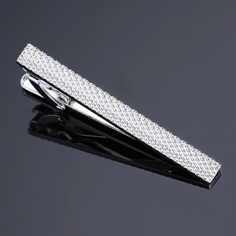 Tie Clip Set Factory - Ship Anchor Saxophone Laser Checkered Rectangle Glossy Cufflink Set