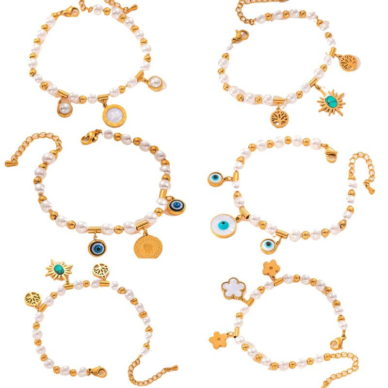 Fashion Bracelet Factory - Stainless Steel 18K Gold Plated Non-Fading Cross-Border Freshwater Pearl