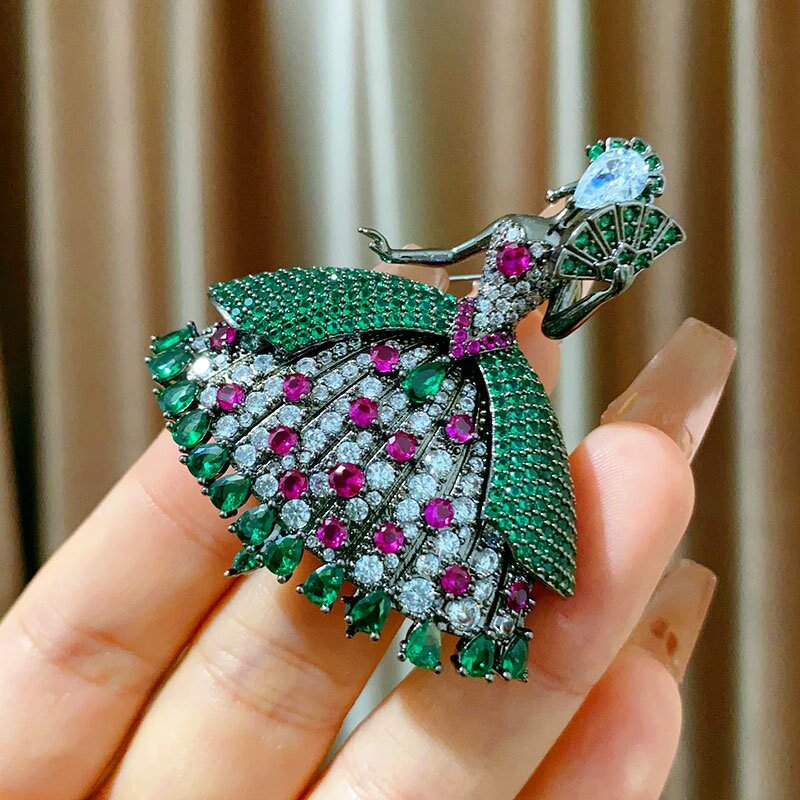 Peony Brooch Manufacturer - DIY Accessories Elegant Chinese Style Multi-layer Copper Gold-plated Zircon