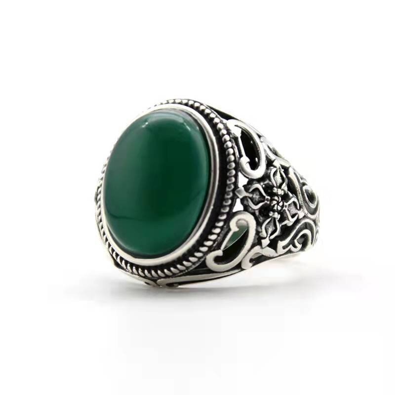 Men's Date Ring Manufacturer - European American Creative Domineering Punk Style Silver Red Zircon