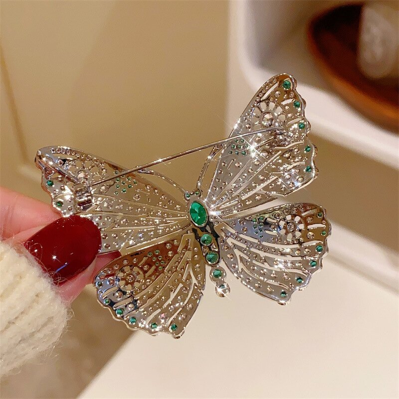 Butterfly Brooch Manufacturer - Full Diamond Elegant Emerald Corsage Heavy Industry Coat Pin