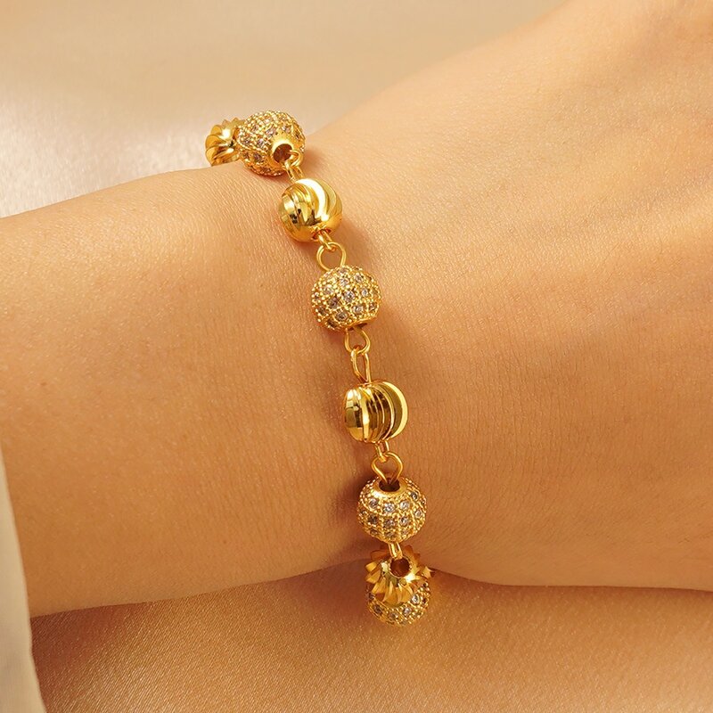 Women's Bracelet Factory - 24k Round Spherical Zircon Vacuum Electroplated