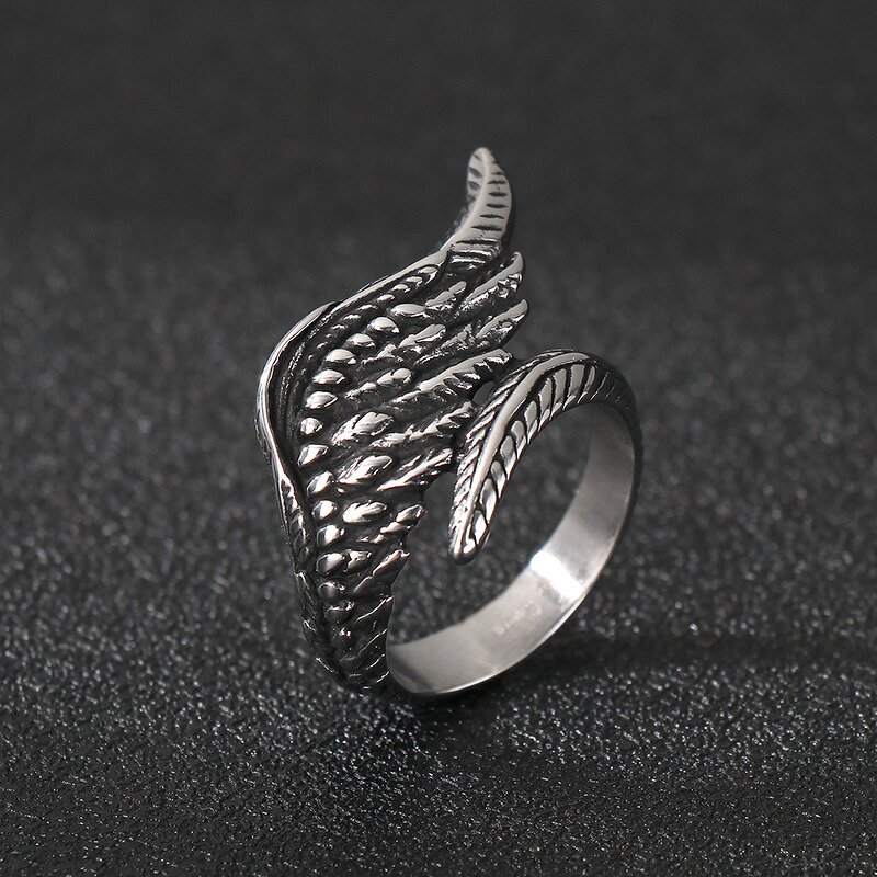 Guardian Wing Ring Manufacturer - Retro Smear Fashion Angel Wings Gold Stainless Steel