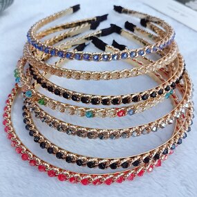 Crystal Headband Factory - K-style Fashion Handmade Beaded Super Shiny Double Row Girls Hair